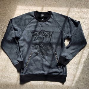 STUSSY Dark Grey Graffiti Sweatshirt Hoodies XL